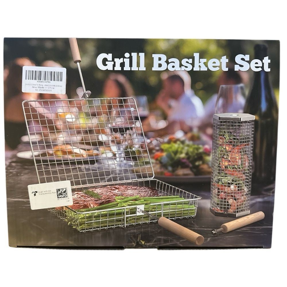 NEW Ivtivfu Grill Basket Set NWT fish basket foodie home cook bbq tools chef